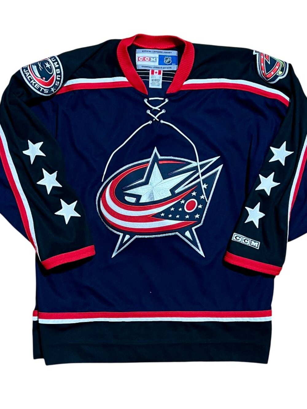 Columbus Blue Jackets CCM Vintage NHL Embroidered Hockey Jersey, Men's XL